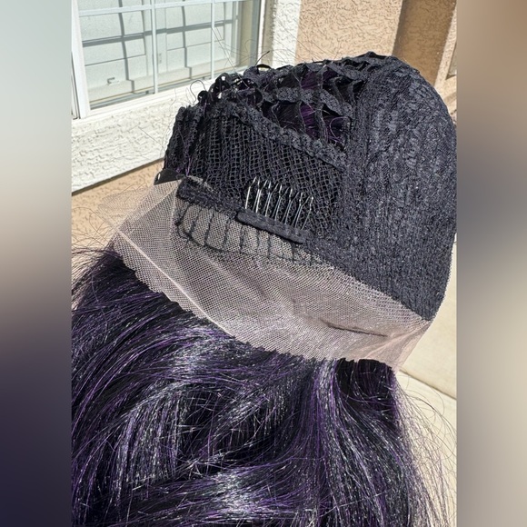 Black & Purple Lace Front Synthetic Wig - Picture 7 of 14